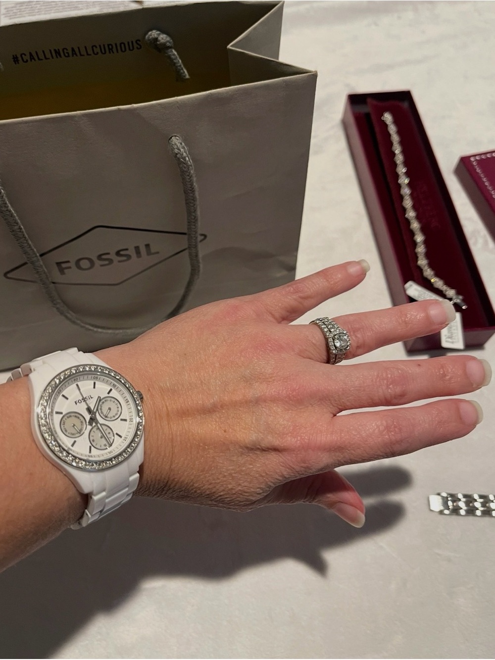 Fossil women’s White Ceramic Chronograph Watch